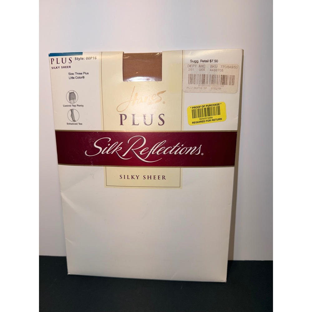 Hanes Plus Silk Reflections Silky Sheer Pantyhose Little Color 00P16 Size 3 Plus